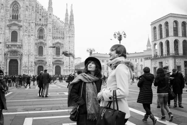 Lory on the right with her daughter on the left, in Piazza Duomo, Milano: “My youngest daughter alters the names “Daddy” or “Lory” according to what she needs the most, either my masculine or feminine side”